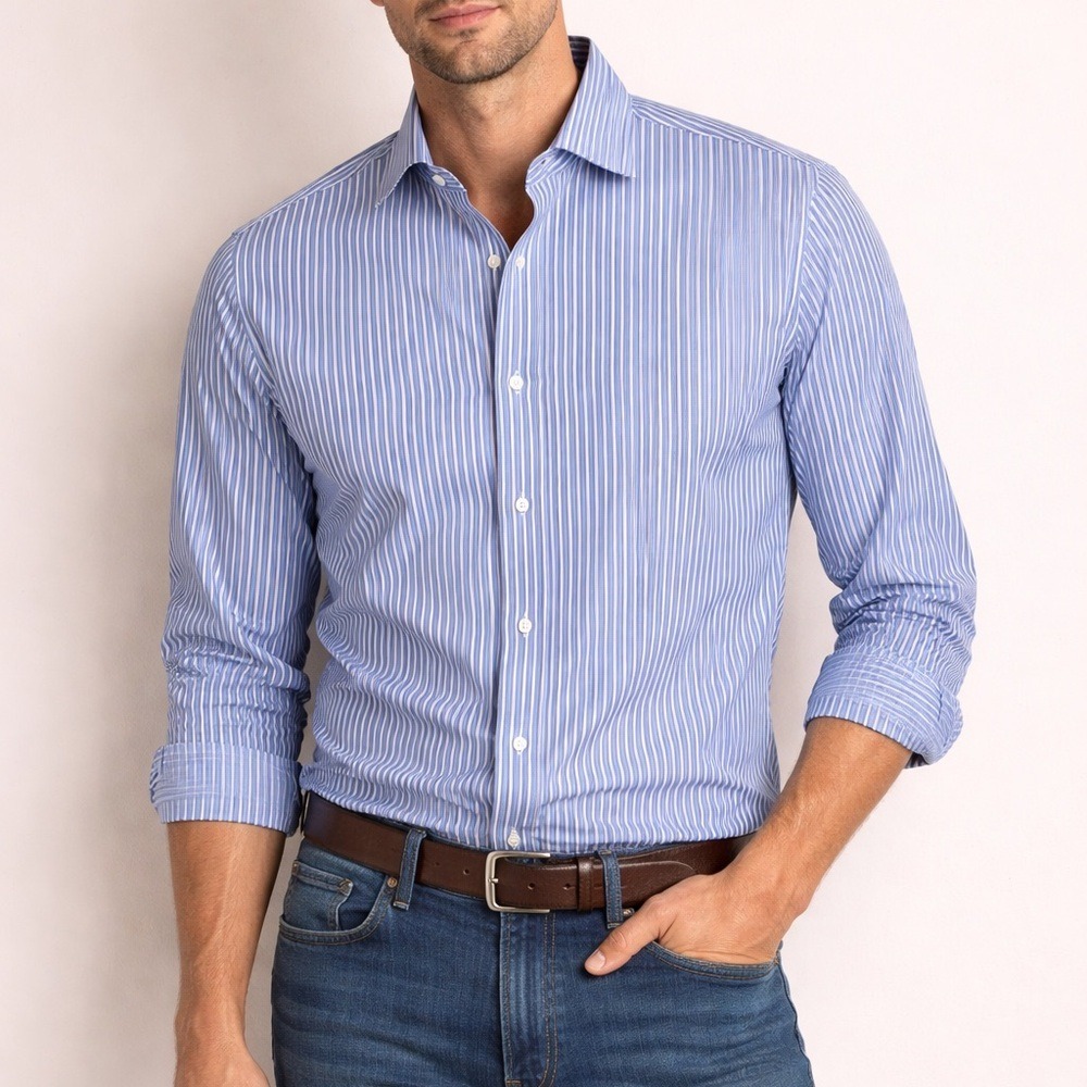 Charles‎ Tyrwhitt Blue and White Striped Shirt